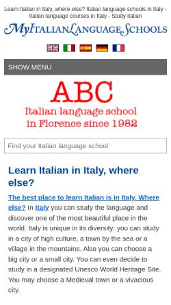 Vorschau der mobilen Webseite www.myitalianlanguageschools.com, My Italian language schools