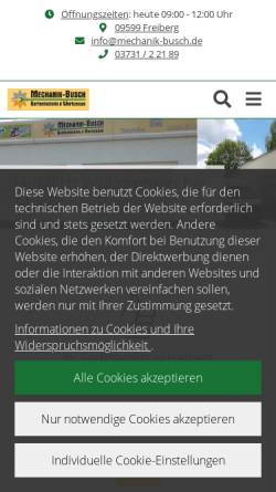 Vorschau der mobilen Webseite www.mechanik-busch.de, Mechanik - Busch e.Kfr