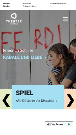 Vorschau der mobilen Webseite theater-bielefeld.de, Theater Bielefeld