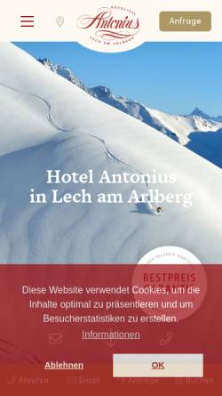 Vorschau der mobilen Webseite www.antonius.at, Hotel Antonius