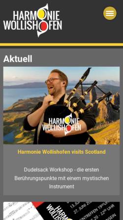 Vorschau der mobilen Webseite www.mvhw.ch, Harmonie Wollishofen