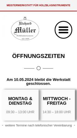 Vorschau der mobilen Webseite www.klarinettenmueller.de, Richard Müller