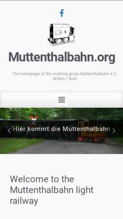 Vorschau der mobilen Webseite www.muttenthalbahn.org, Gruben- und Feldbahnmuseum Zeche Theresia