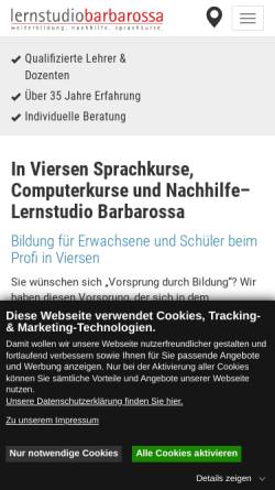 Vorschau der mobilen Webseite www.lernstudio-barbarossa.de, Lernstudio Barbarossa Viersen