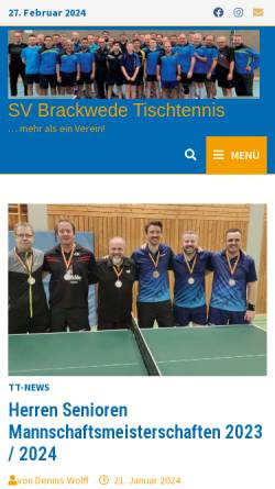 Vorschau der mobilen Webseite svb-tt.de, SV Brackwede Tischtennisabteilung