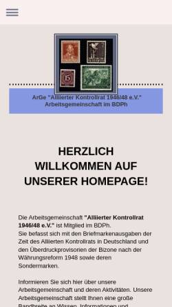 Vorschau der mobilen Webseite www.arge-alliierter-kontrollrat.de, Arbeitsgemeinschaft Alliierter Kontrollrat 1946-48