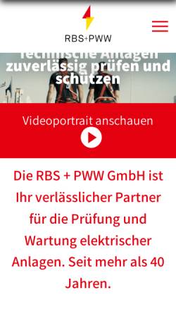 Vorschau der mobilen Webseite www.rbs-pww.de, RBS und PWW Blitzschutz