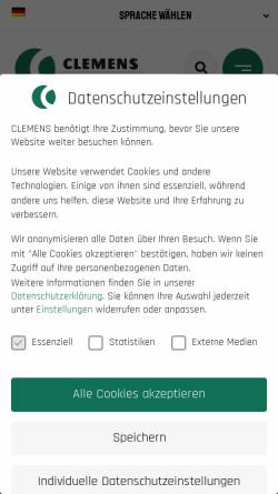 Vorschau der mobilen Webseite www.clemens-online.com, Clemens GmbH & Co. KG