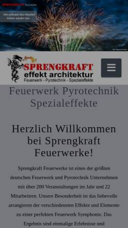 Vorschau der mobilen Webseite www.sprengkraft.de, Feuerwerk und Pyrotechnik