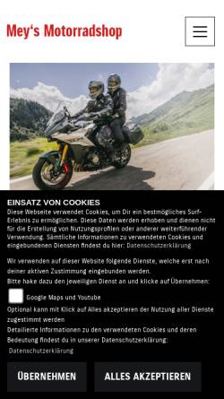 Vorschau der mobilen Webseite www.meys-motorradshop.de, Meys Motorradshop
