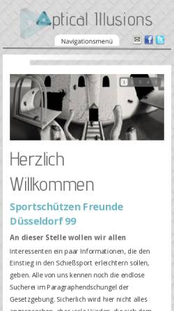Vorschau der mobilen Webseite www.sfd99.de, Sportschützen Freunde Düsseldorf 99