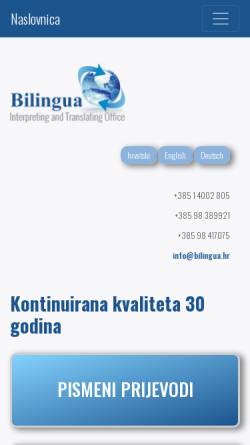 Vorschau der mobilen Webseite www.bilingua.hr, Bilingua GmbH
