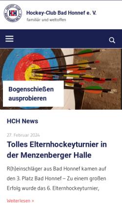 Vorschau der mobilen Webseite www.hockey-club-honnef.de, Hockey Club Bad Honnef e.V.
