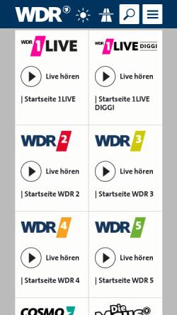 Vorschau der mobilen Webseite www.wdr.de, WDR Radio