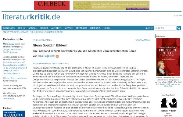 Vorschau von www.literaturkritik.de, Glenn Gould in Bildern