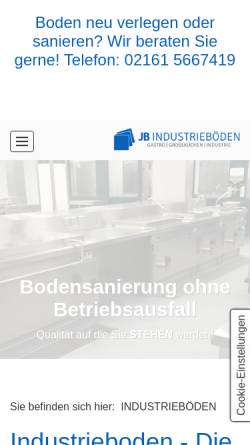 Vorschau der mobilen Webseite www.jb-industrieboeden.de, JB Industrieböden
