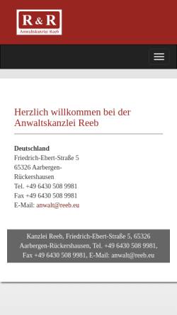 Vorschau der mobilen Webseite www.reeb.eu, Reeb Werner