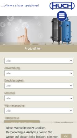 Vorschau der mobilen Webseite www.huch.com, Huch - Behälterbau GmbH