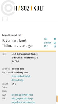 Vorschau der mobilen Webseite hsozkult.geschichte.hu-berlin.de, H-Soz-u-Kult: Rezensionen