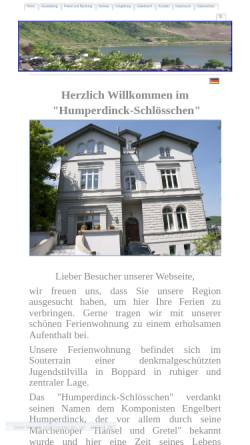 Vorschau der mobilen Webseite ferienwohnung-humperdinckschloesschen.de, Ferienwohnung Humperdinckschlösschen