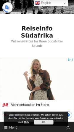 Vorschau der mobilen Webseite www.reiseinfo-suedafrika.de, Reiseinfo Südafrika