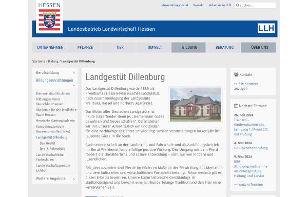 Vorschau von www.llh.hessen.de, Hessisches Landgestüt Dillenburg und Hessische Landes-Reitschule und Fahrschule Dillenburg