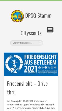 Vorschau der mobilen Webseite www.cityscouts.org, Deutsche Pfadfinderschaft Sankt Georg (DPSG) - Stamm Cityscouts
