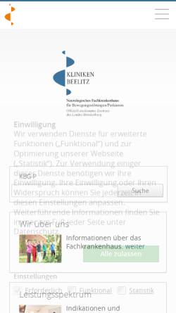 Vorschau der mobilen Webseite www.parkinsonzentrum.de, Parkinsonklinik