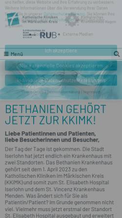 Vorschau der mobilen Webseite kkimk.de, Katholische Hospitalvereinigung im Märkischen Kreis