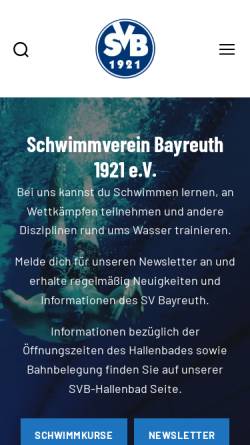 Vorschau der mobilen Webseite www.svbayreuth.de, Schwimmverein Bayreuth 1921 e.V.