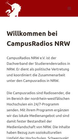 Vorschau der mobilen Webseite www.campusradiosnrw.de, CampusRadios NRW e.V.