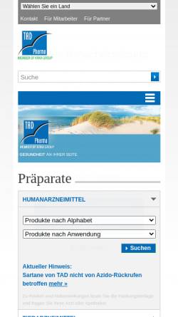 Vorschau der mobilen Webseite www.tad.de, TAD Pharma GmbH