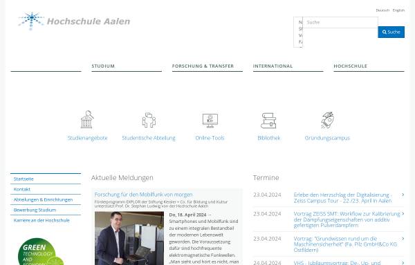 Vorschau von www.hs-aalen.de, Hochschule Aalen