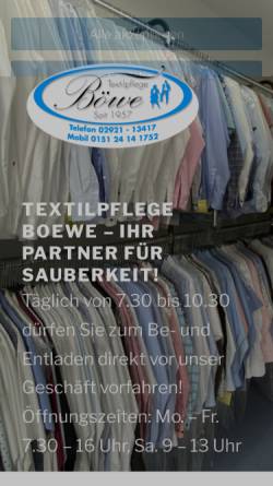 Vorschau der mobilen Webseite www.textilpflege-boewe.de, Textilpflege Böwe
