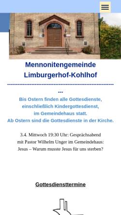 Vorschau der mobilen Webseite www.mennonitengemeinde-kohlhof.de, Mennonitengemeinde Kohlhof