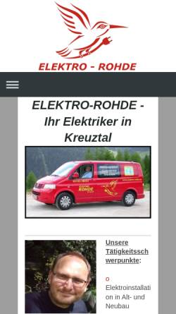Vorschau der mobilen Webseite www.elektro-rohde.de, Elektro-Rhode
