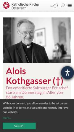 Vorschau der mobilen Webseite www.katholisch.at, Katholische Kirche in Österreich