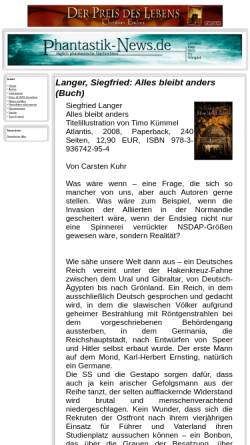 Vorschau der mobilen Webseite www.phantastik-news.de, Langer, Siegfried: Alles bleibt anders (Buch)