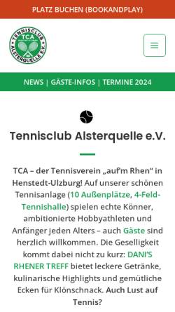 Vorschau der mobilen Webseite www.tca-alsterquelle.de, Tennisclub Alsterquelle e.V.
