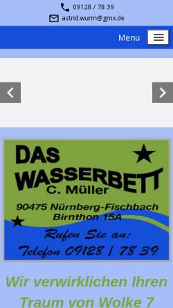 Vorschau der mobilen Webseite www.daswasserbett-mueller.de, Das Wasserbett C. Müller