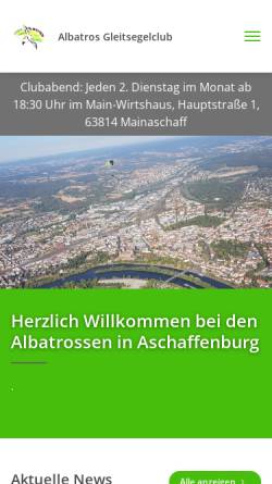 Vorschau der mobilen Webseite www.albatros-gsc.de, Albatros Gleitsegelclub Aschaffenburg