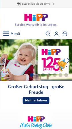 Vorschau der mobilen Webseite www.hipp.de, HiPP GmbH & Co. Vertrieb KG