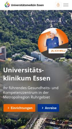 Vorschau der mobilen Webseite www.uk-essen.de, Universitätsklinikum Essen