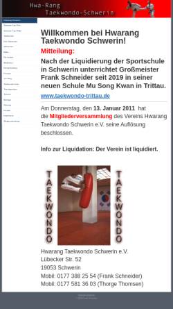 Vorschau der mobilen Webseite taekwondo-schwerin.de, Hwa-Rang Taekwondo, Inh. Frank Schneider