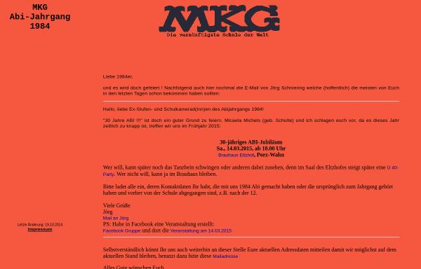 Vorschau von www.mkg-abi-1984.de, Köln - Maximilian-Kolbe-Gymnasium (MKG)