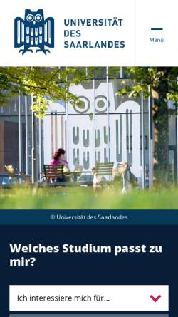 Vorschau der mobilen Webseite www.uni-saarland.de, Universität des Saarlandes (UdS)