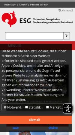 Vorschau der mobilen Webseite www.bundes-esg.de, Evangelische StudentInnengemeinde in der Bundesrepublik Deutschland