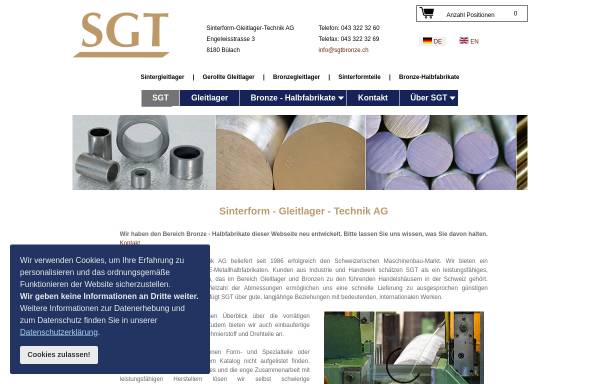 Vorschau von www.sgtbronze.ch, SGT Sinterform-Gleitlager-Technik AG