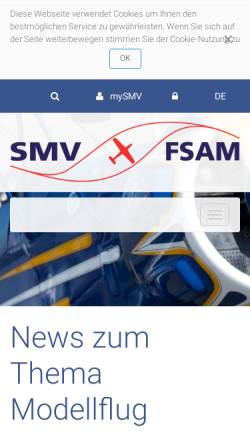 Vorschau der mobilen Webseite www.modellflug.ch, Schweizerischer Modellflugverband SMV/FSAM