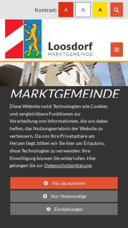 Vorschau der mobilen Webseite www.loosdorf.at, Katastralgemeinde Loosdorf im Weinviertel
